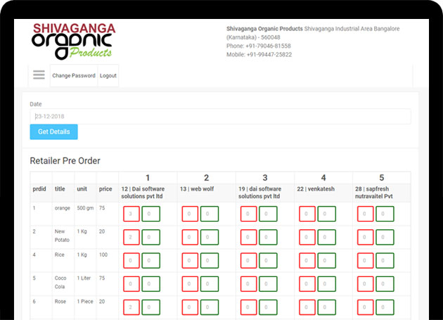 Shiva Ganga Organics App Design