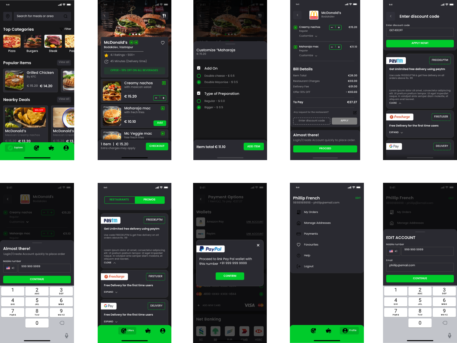 Food Ordering App Customer App Screen